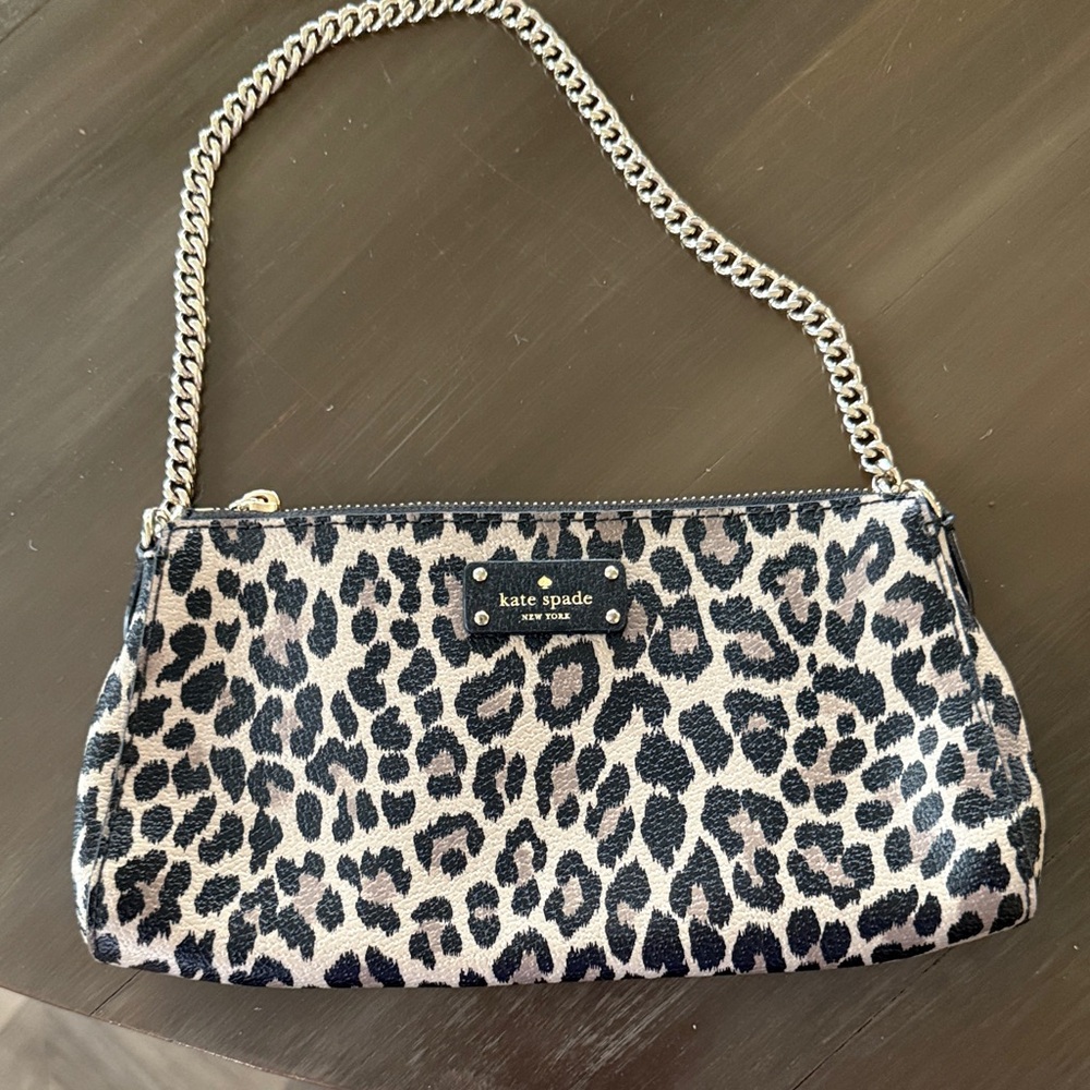 Kate Spade Iconic Grove Street Leopard Print Chain Strap Small Purse